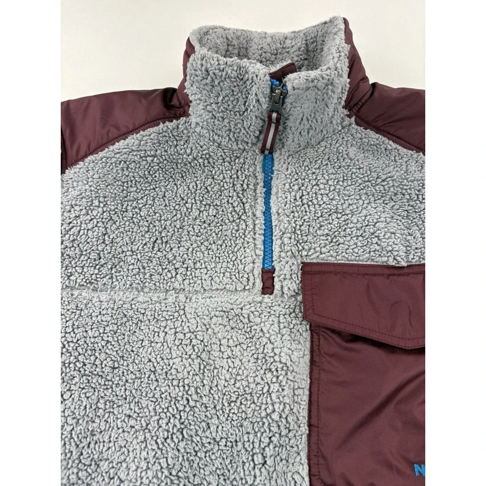 The North Face Fleece Jacket Gray 1/4 Zip Sherpa Pullover Hiking Men's Small